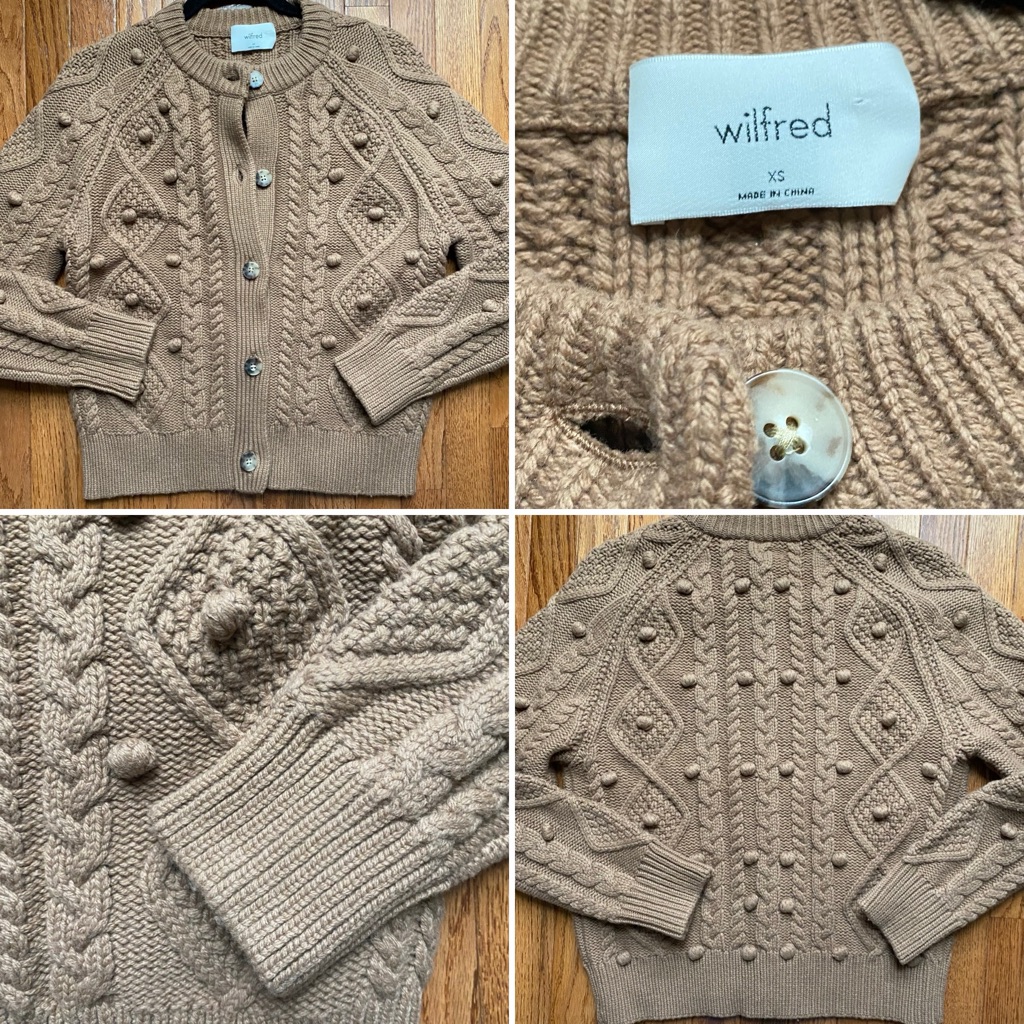 Wilfred $178 Brown Sprinkles Cardigan Xs Nwot
